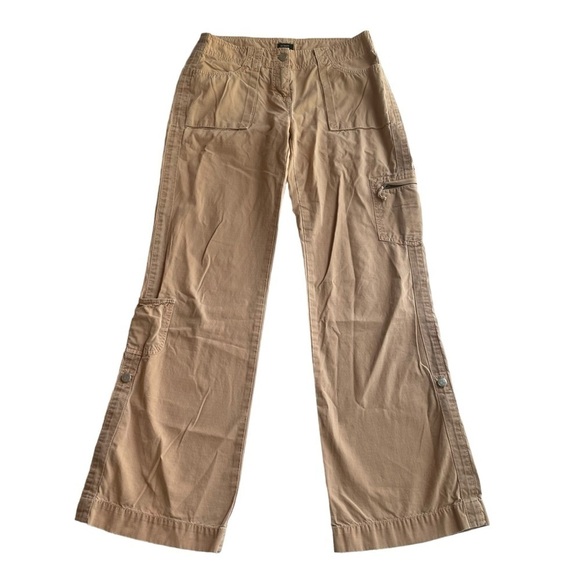 J. Crew Khaki Utility Cargo Pants Favorite fit Tan Brown Size 2 Low Rise Flare - Picture 1 of 9